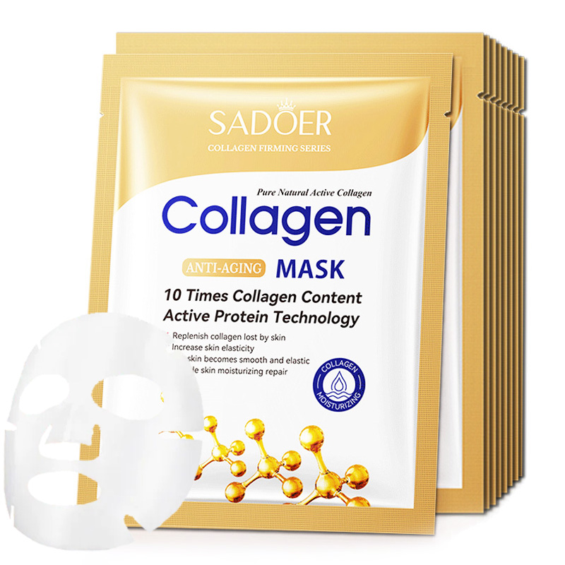Sheet Mask Collagen - 10 個抗しわコラーゲンフェイスマスク保湿アンチエイジングしわ美白スキンケアフェイスシートマスクフェイシャルマスクスキンケア