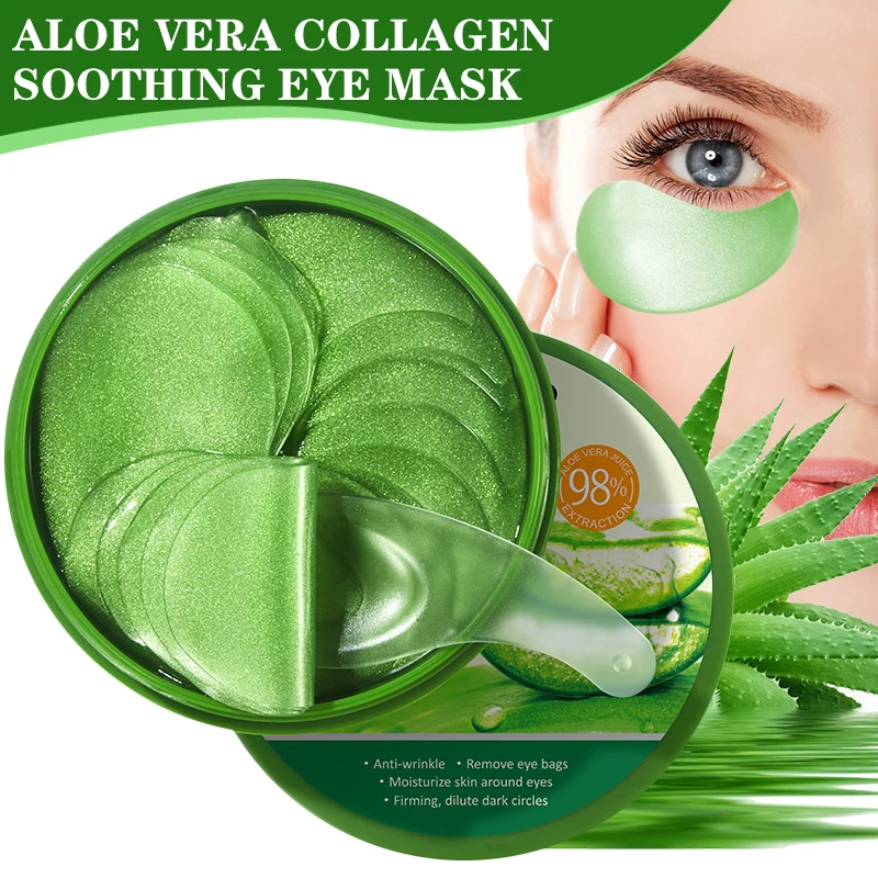 Sheet Mask Collagen - 60 個アロエベラコラーゲンアイマスク抗くま目袋保湿引き締めヒアルロン酸ゲルアイパッチ目スキンケア