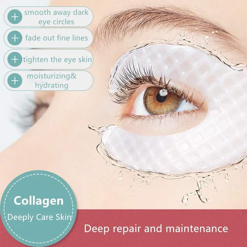 Sheet Mask Collagen - しわ除去アイパッチ引き締めリフティングコラーゲンアイマスク小じわを薄くするヒアルロン酸保湿スムーズな目のスキンケア