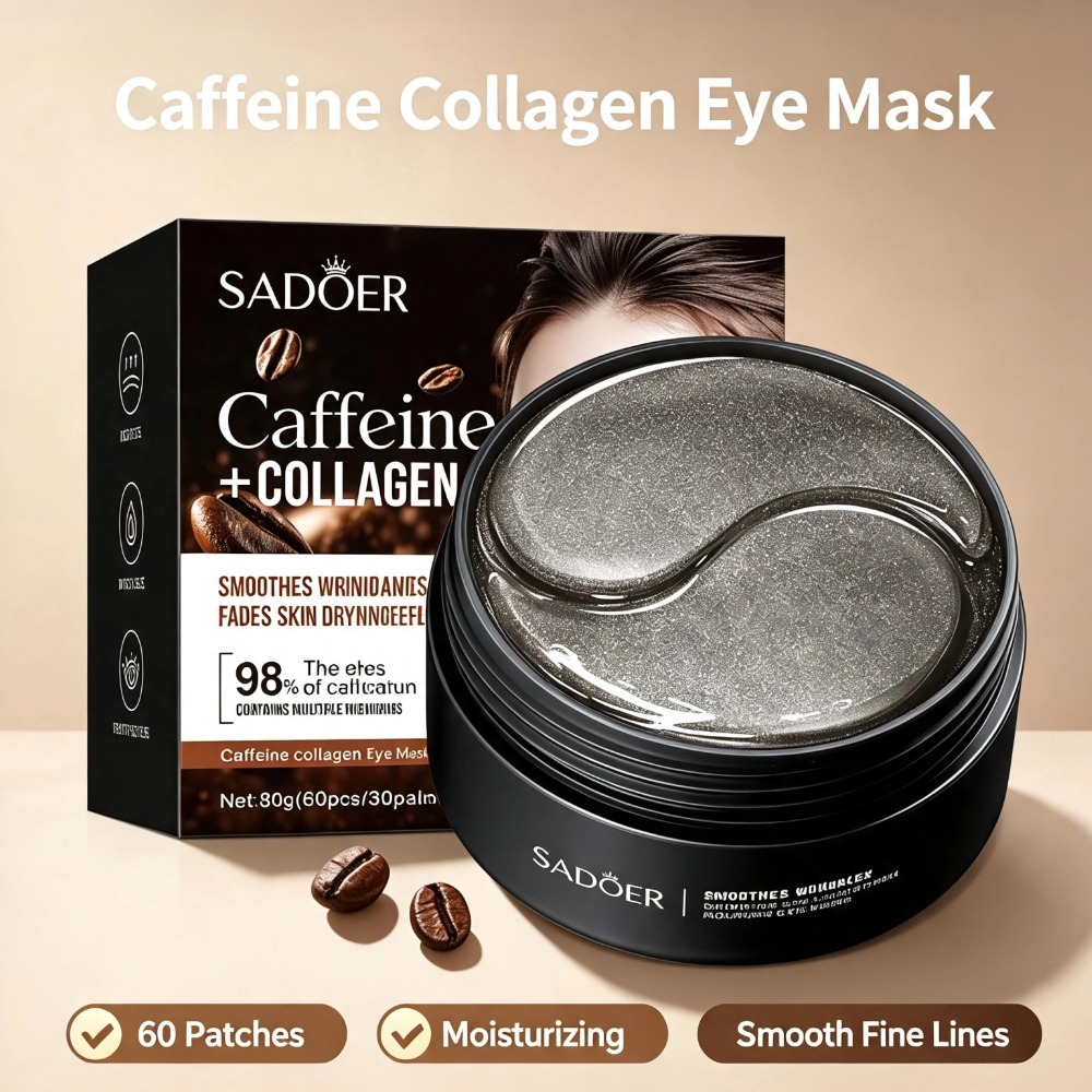 Sheet Mask Collagen - カフェインコラーゲンアイマスク くま対策保湿アイパッチ むくみ軽減 小じわ改善 クリスタルアイマスク
