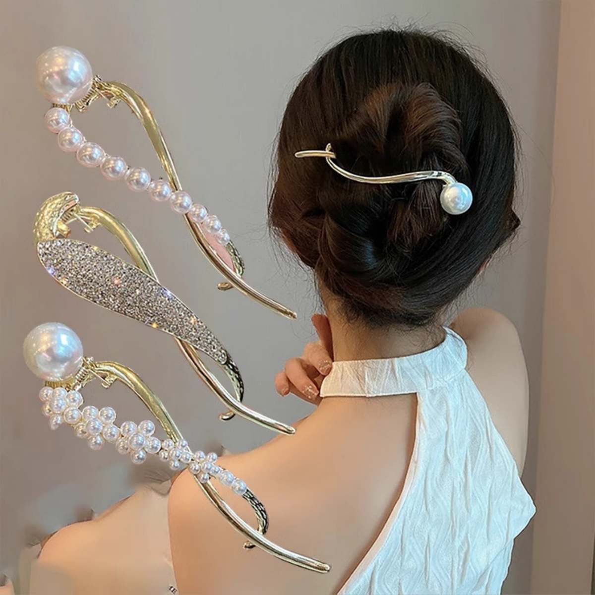 エレガントなグリッターパールヘアクリップ レディース トレン - The Korean Lifestyle のレビューと価格