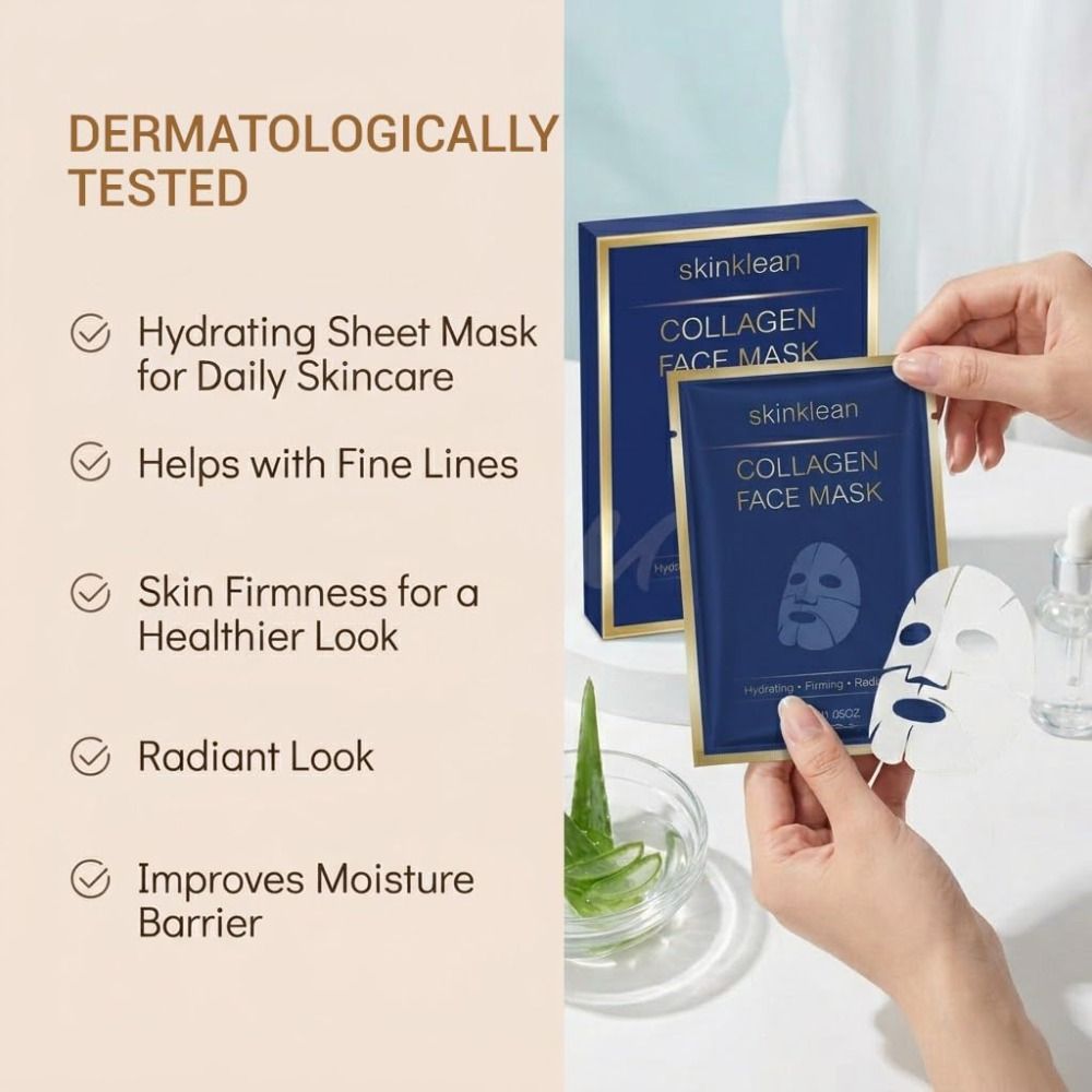 保湿コラーゲンフェイスマスクは、小じわを軽減し、より健康的で - Sheet Mask Collagen のレビューと価格